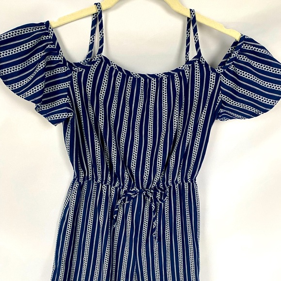 Navy & white jumpsuit, vertical stripes, Jenna & Jessie girl 10, pageant wear! - Picture 6 of 8